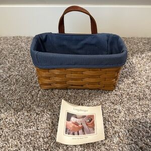 Longaberger Medium Key Basket 2004 Hanging Blue Liner Vintage #17656